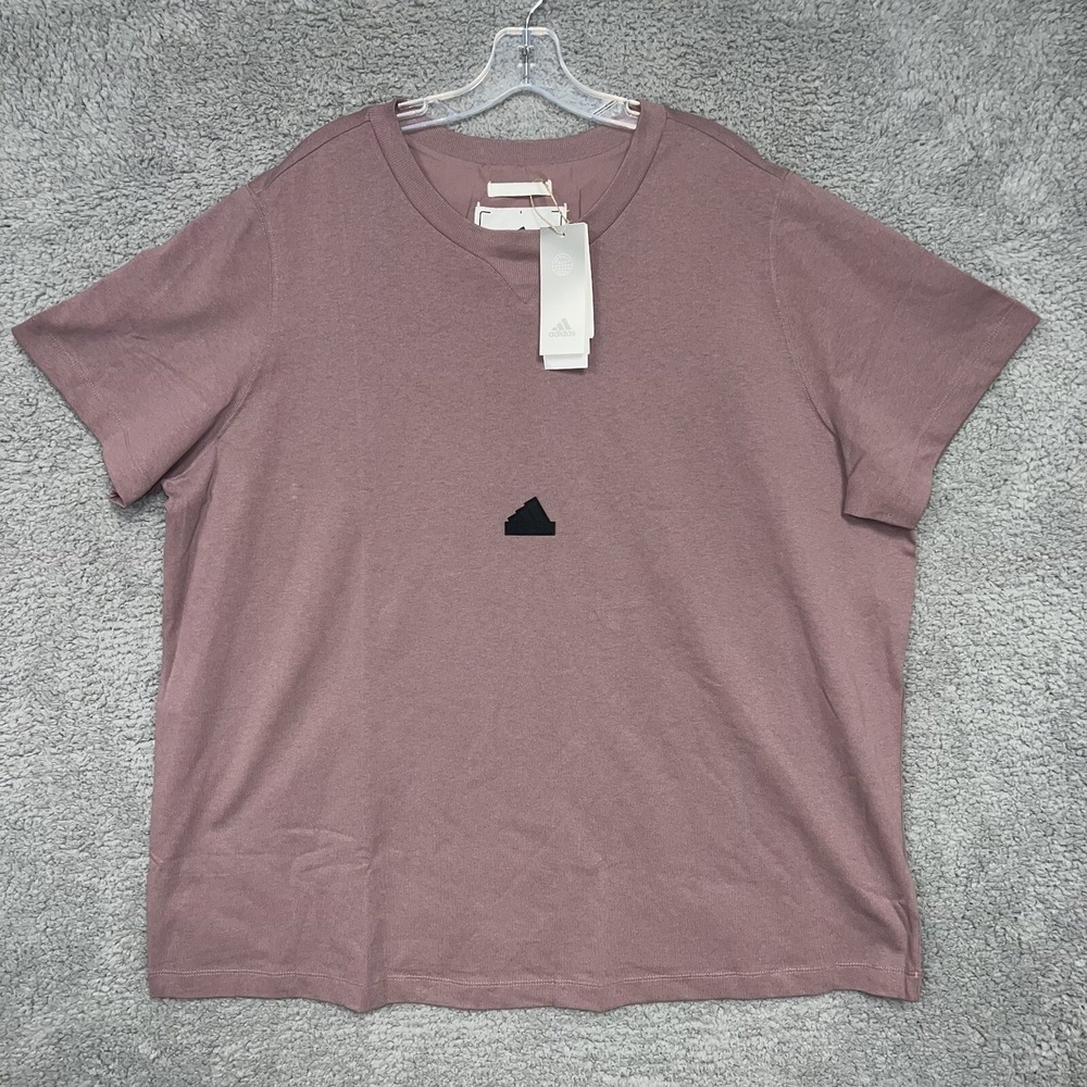 NWT adidas T Shirt Women's Plus 3X Taupe Raised Badge‎ of Sport Logo 2-Side Tee